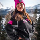 Felpa Basic Hoodie Boxy Fit Nera e Rosa P1059766