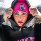 Felpa Basic Hoodie Boxy Fit Nera e Rosa P1059793